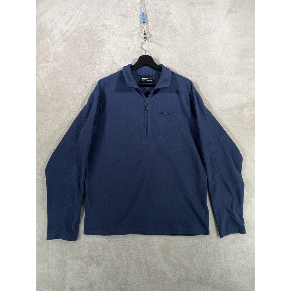 Marmot Quarter Zip Sweater Mens Medium Blue Fleece Pullover Outdoor Hiking